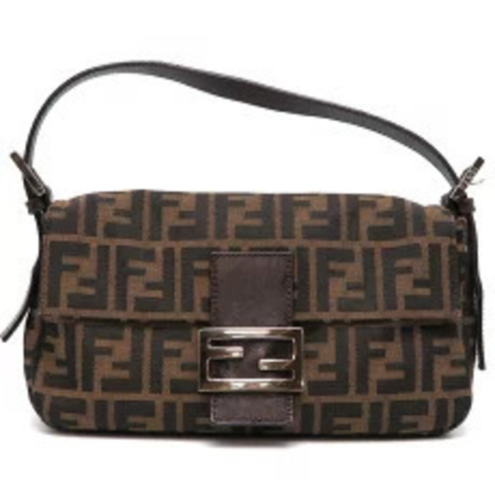 Fendi Zucca Mamma Bucket Shoulder Bag Leather Brown